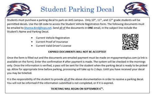 Student Parking Decal